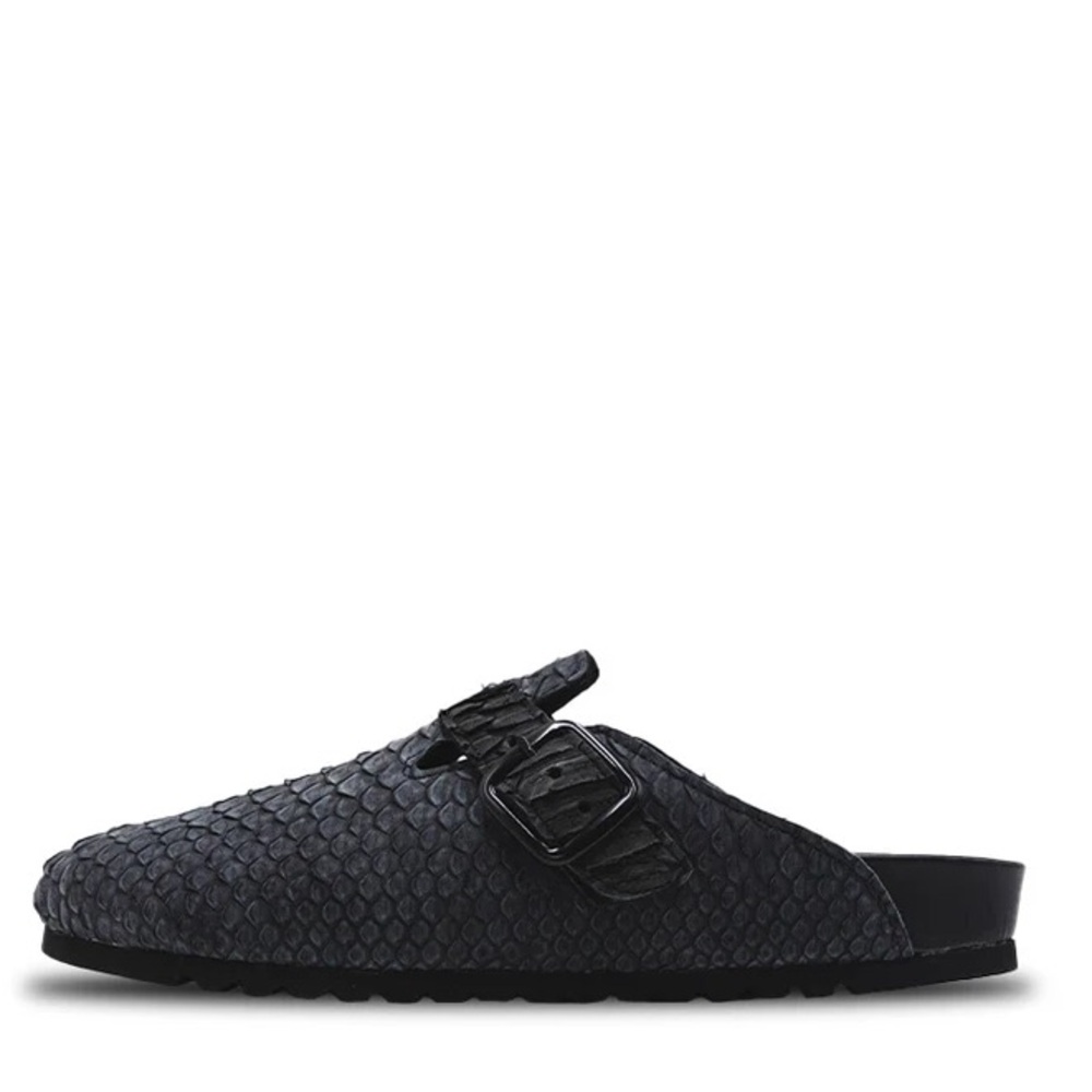 The Shoe Surgeon Luxe Mule Black Python Mens 11 Womens 12.5 Birkenstock Slip-On